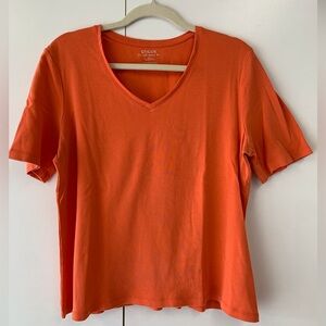 Chico's - the Ultimate Tee - Orange - Women's V-Neck Short Sleeve Top - sz 2 (L)